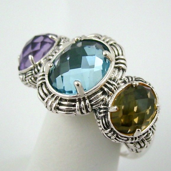 Hilary Joy 4.16ct Multigem 3-Stone Ring - Picture 4 of 12